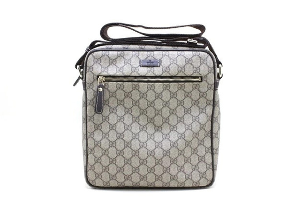 Gucci Shoulder Bag GG Plus Canvas Calfskin